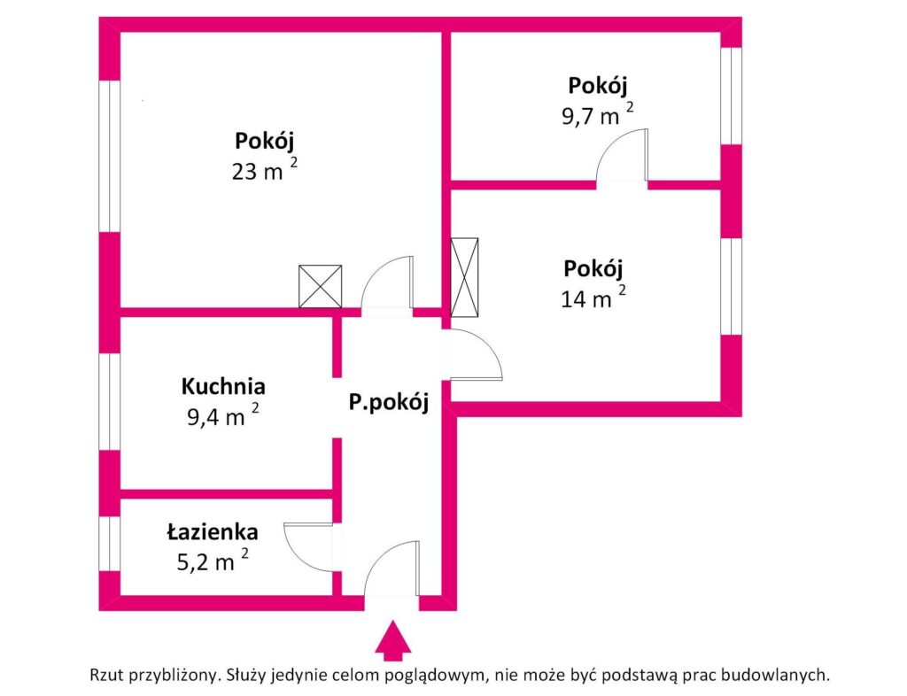 3 pokoje, centrum, niski blok - rzut 1