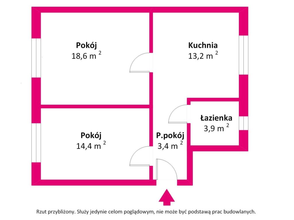 Mieszkanie dwupokojowe w Malborku. - rzut 1