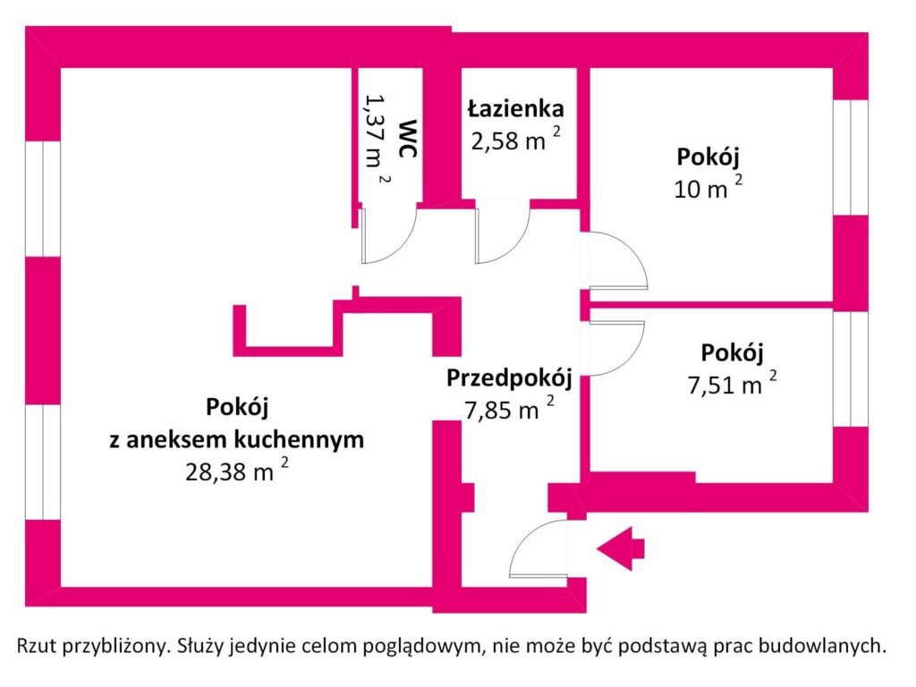 3 pokojowe w Nowej Hucie - rzut 1