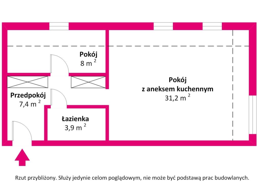 Mieszkanie trzypokojowe przy ul. Fałata w Malborku - rzut 1