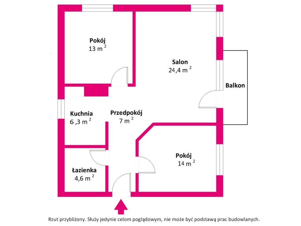 Przestronne 3 pokojowe mieszkanie na Jarotach - rzut 1