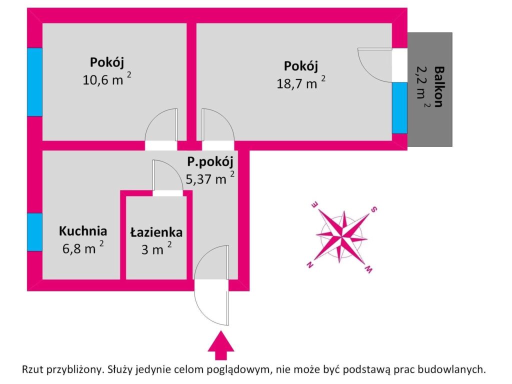 !Kościerzyna! 2pokoje !44,47m²!Świetna lokalizacja - rzut 1