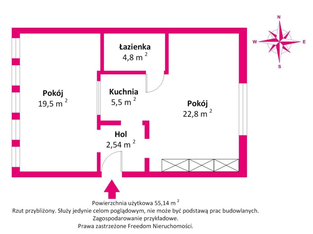 Kameralne 2-pokojowe mieszkanie na poddaszu - rzut 1