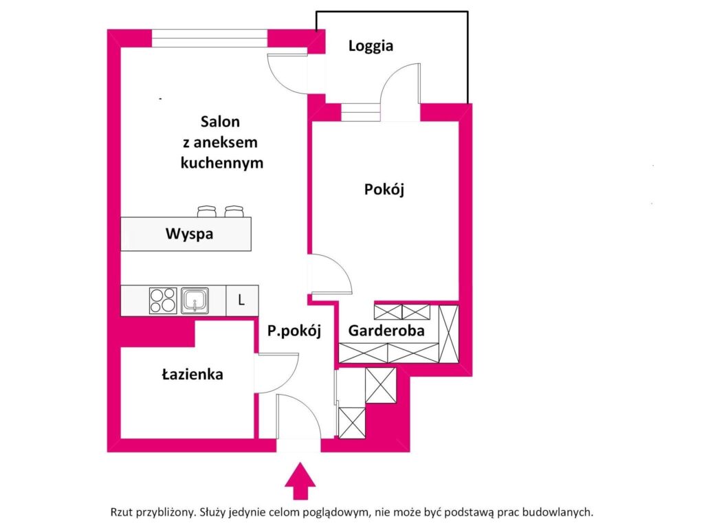 2 pokoje z loggią – Kłobucka, osiedle z ochroną - rzut 1