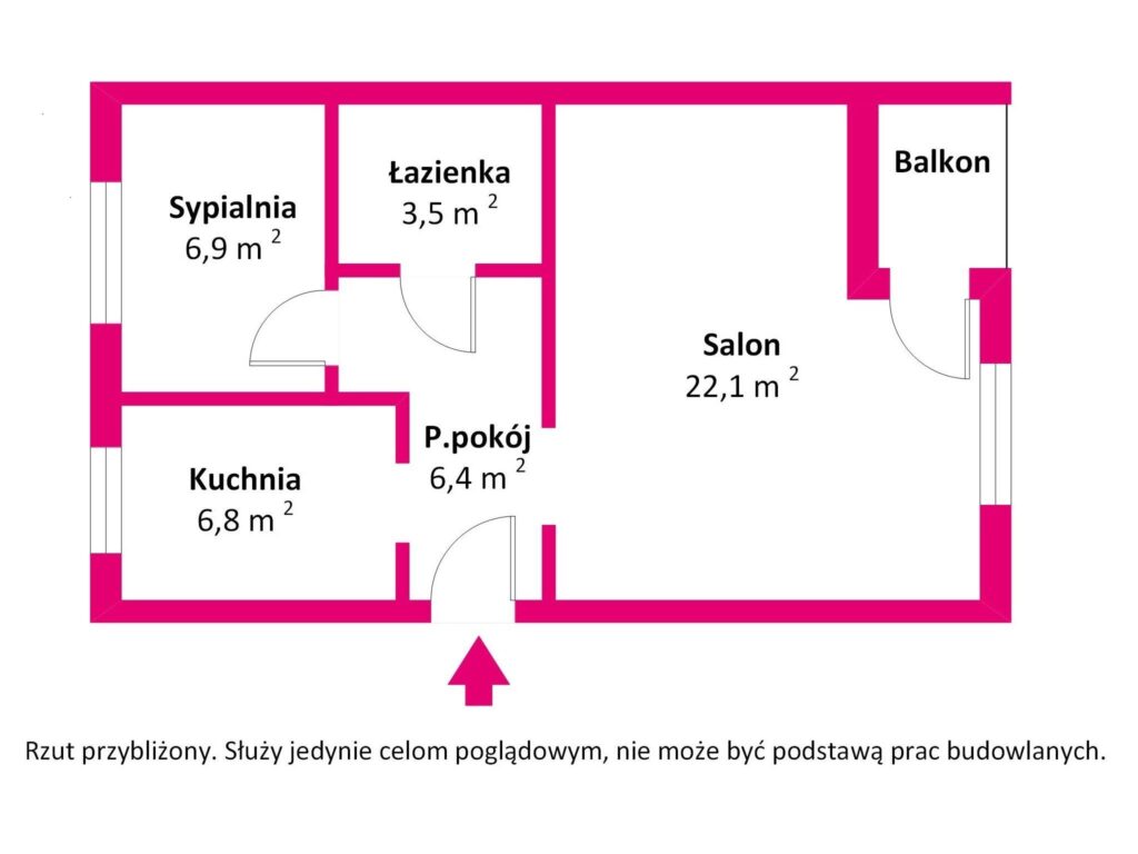 Atrakcyjne mieszkanie nieopodal centrum 46 m2 - rzut 1