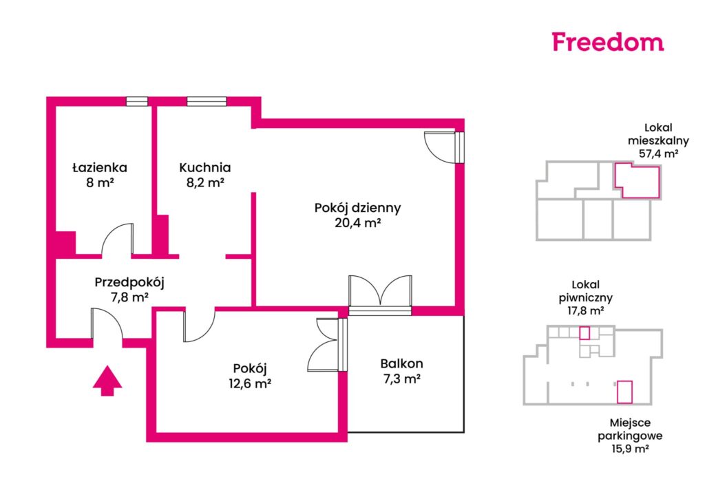 Elegancki apartament na Parkitce na wynajem - rzut 1